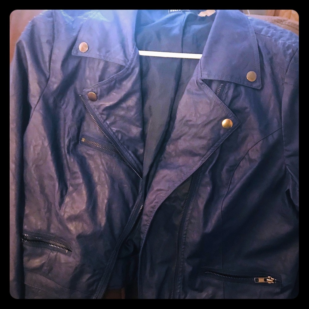 COPY - Blue Leather Jacket XL